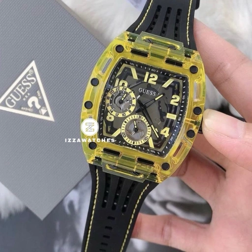 Image of Jam Tangan Pria Guess Phoenix GW0499G2 Dual Tone Dial Black Silicone Strap