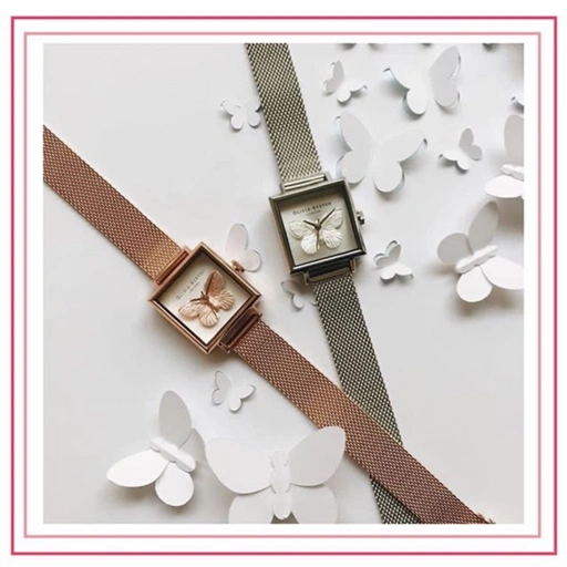 Image of OLIVIA BURTON || 3D Butterfly Midi Square Rosegold & Silver