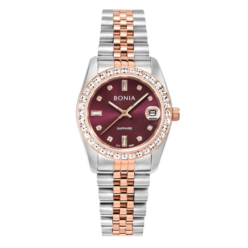 Bonia Elegance Dial Wine Ring Diamond