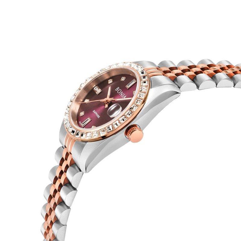 Bonia Elegance Dial Wine Ring Diamond