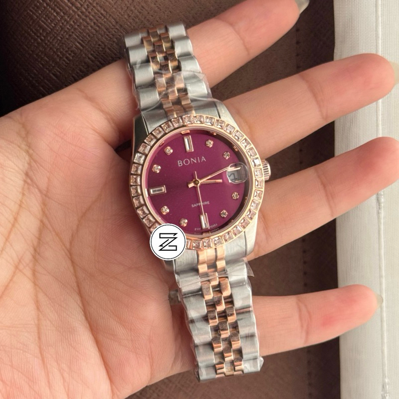 Bonia Elegance Dial Wine Ring Diamond