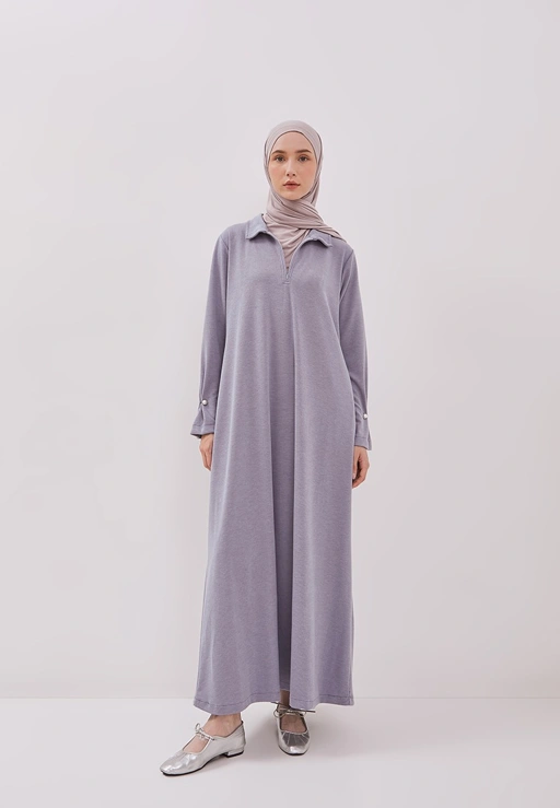 Image of QANNA - Zipped Collar Knit Abaya