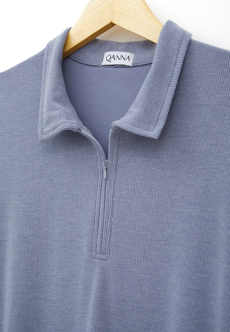 QANNA - Zipped Collar Knit Abaya