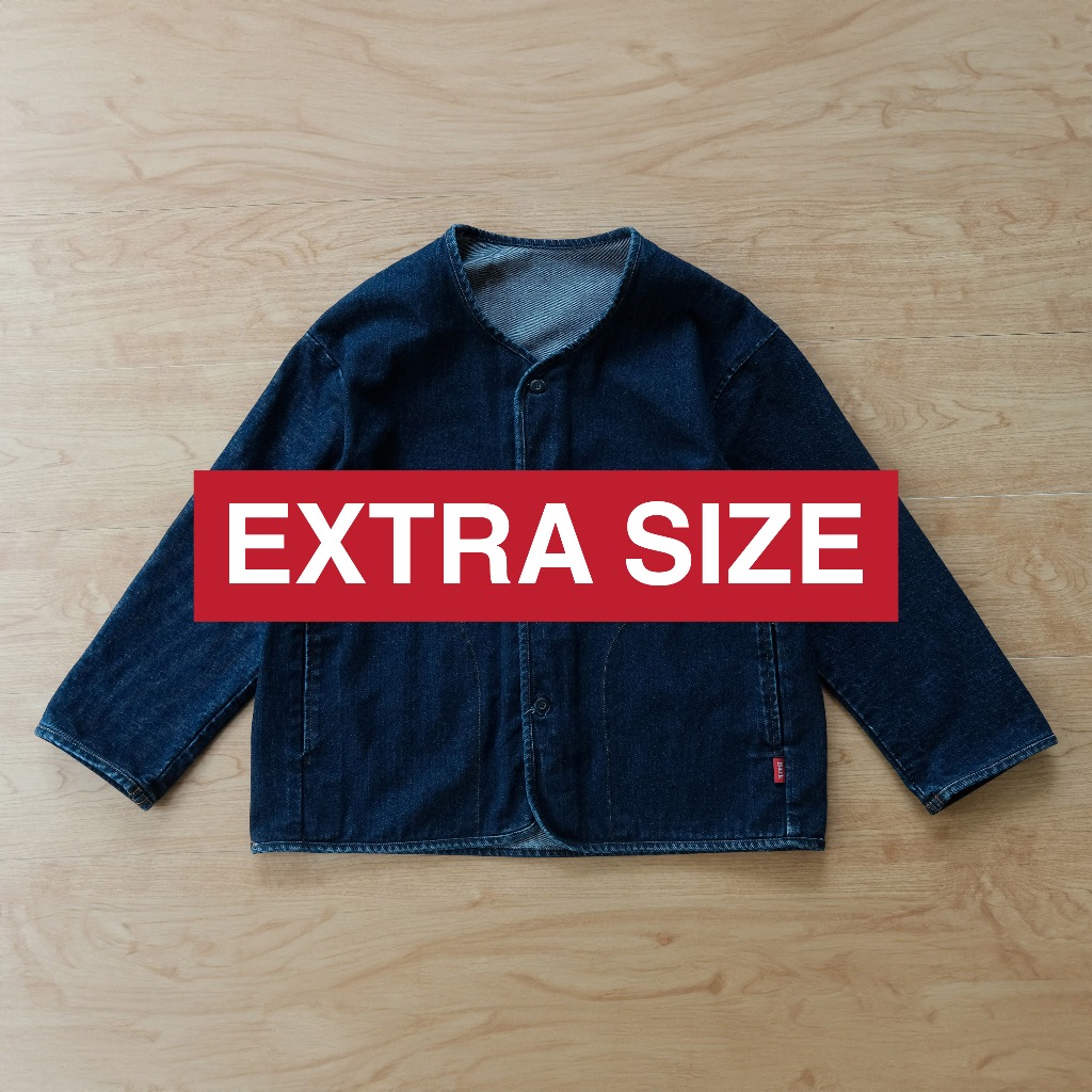 EXTRA SIZE - Barklana - Collarless Jacket - Blue Jeans