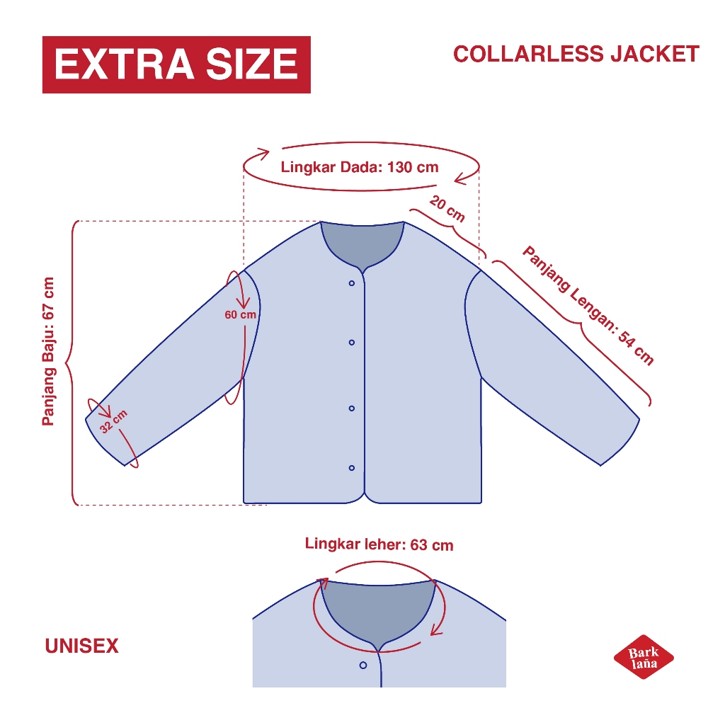 EXTRA SIZE - Barklana - Collarless Jacket - Blue Jeans