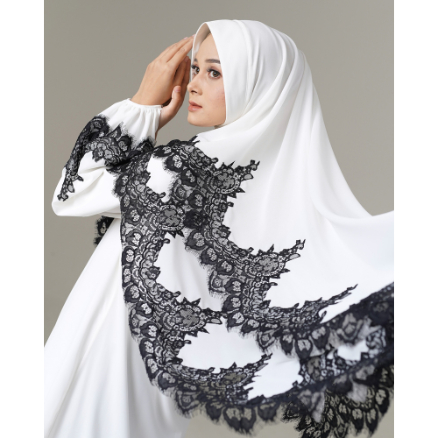 Modest Wear AIKILA : HAYYA in White w/ Black Laces