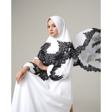Modest Wear AIKILA : HAYYA in White w/ Black Laces