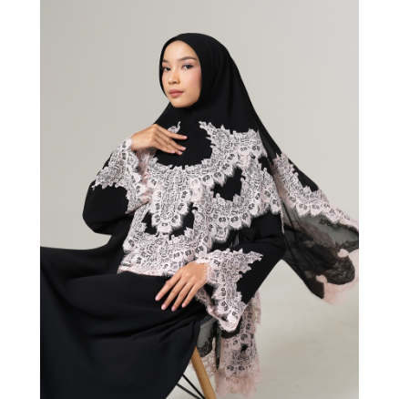 Modest Wear AIKILA : HAYYA in Black w/ Pink Laces