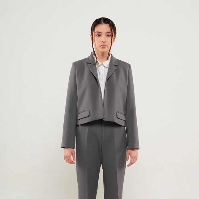 One Button Blazer in Grey
