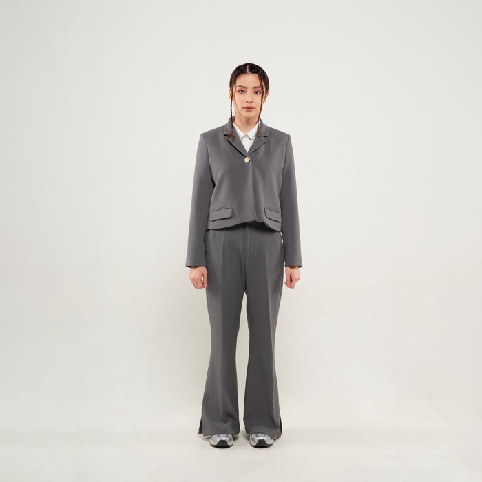 One Button Blazer in Grey