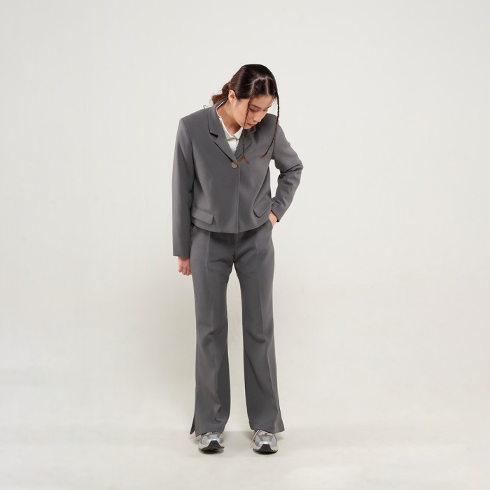 One Button Blazer in Grey