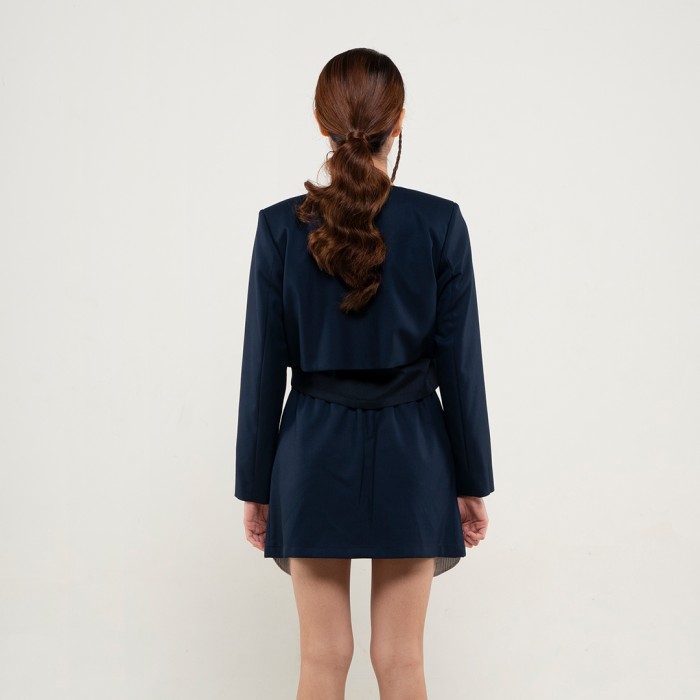 Double Breasted Crop Jacket in Navy