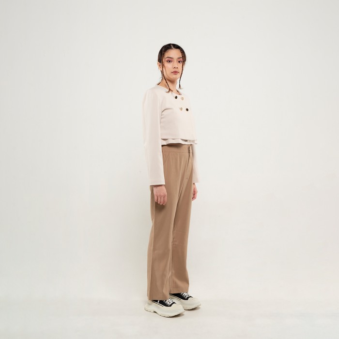 Double Breasted Crop Jacket in Beige