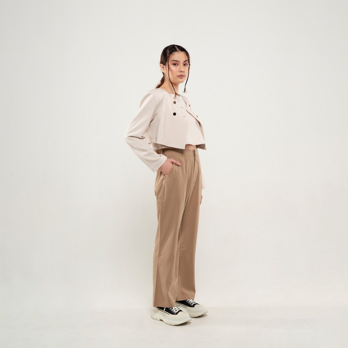 Double Breasted Crop Jacket in Beige
