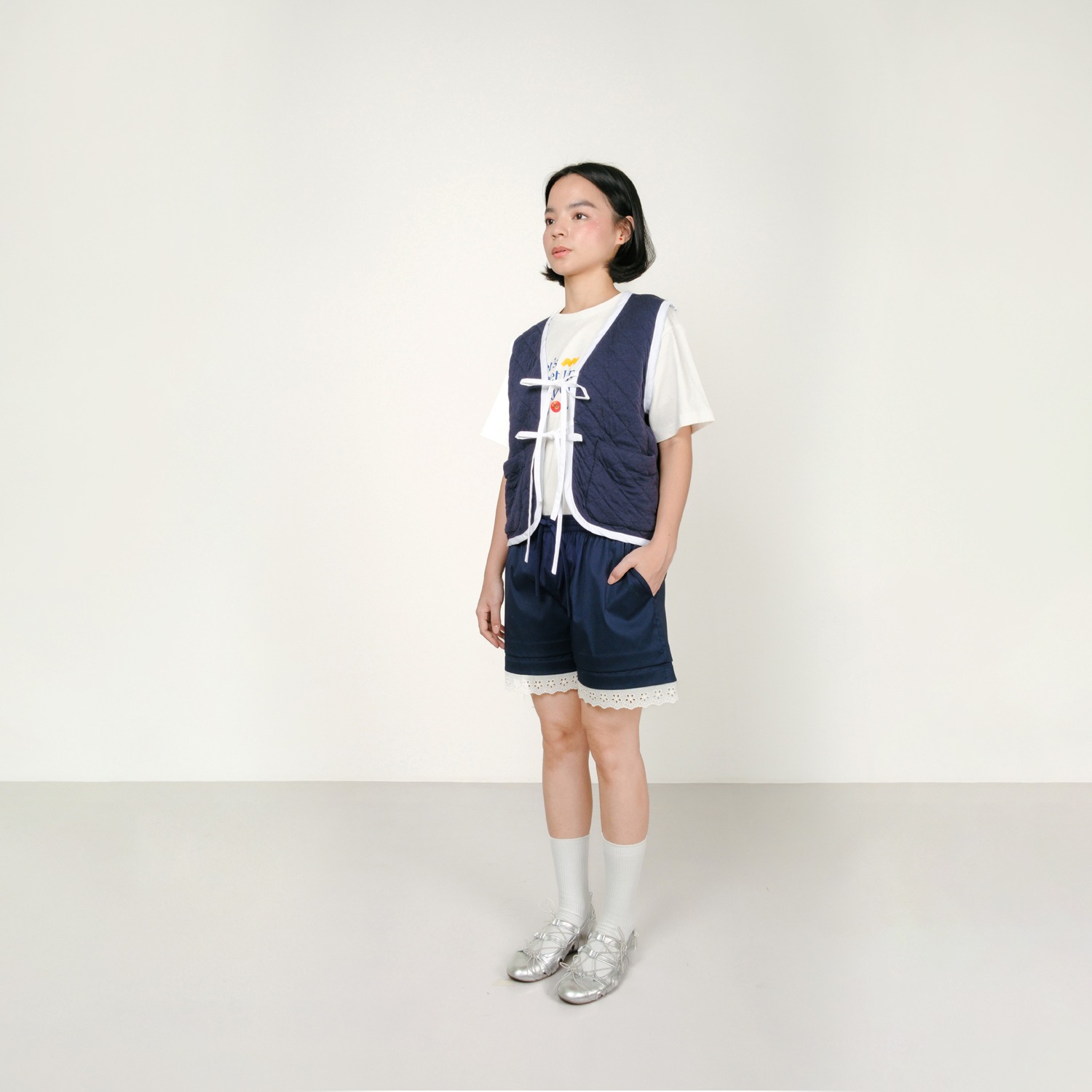 Ribbon Quilted Effect Vest