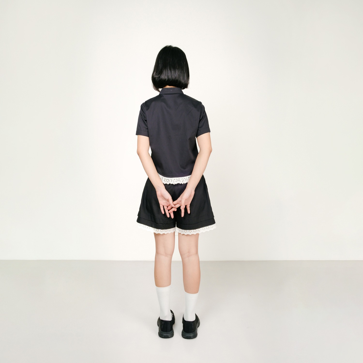 Broderie Baby Shirt in Black