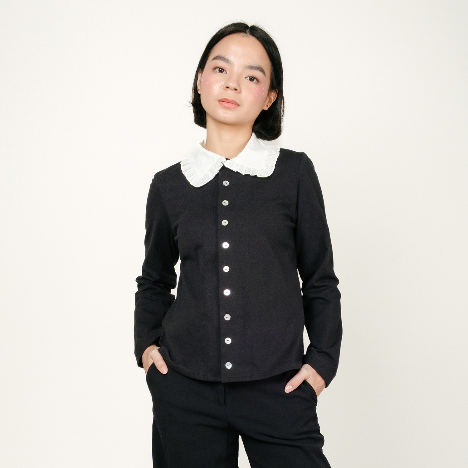 Girl Club Long Sleeve Shirt in Black