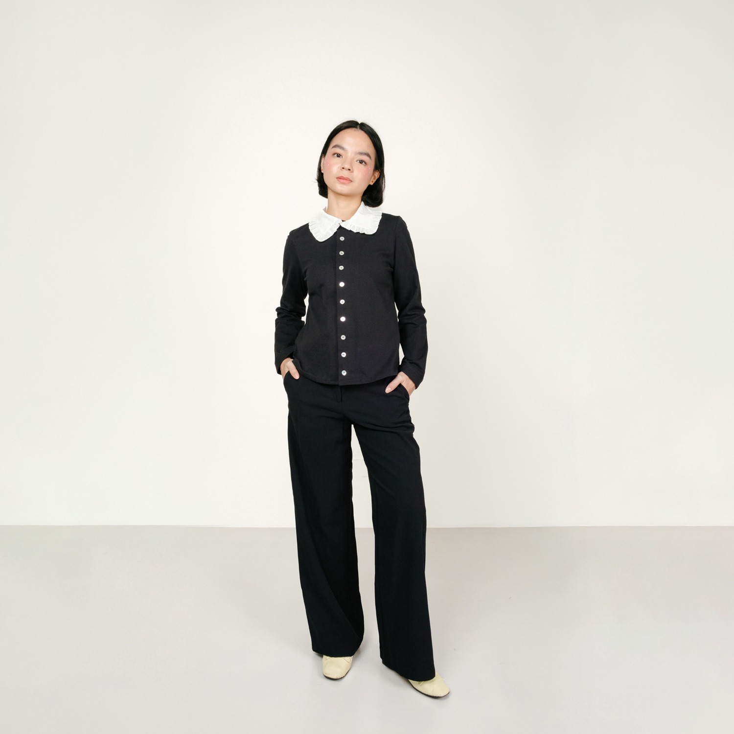 Girl Club Long Sleeve Shirt in Black