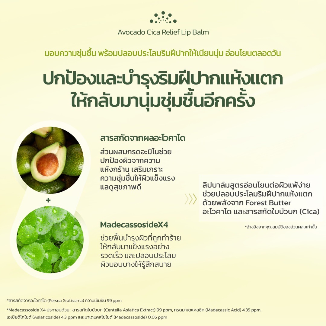 FRUDIA Avocado Cica Vegan Lip Balm ลิปบาล์มอะโวคาโด ปากชุ่มชื้น ลดปากแห้งแตก