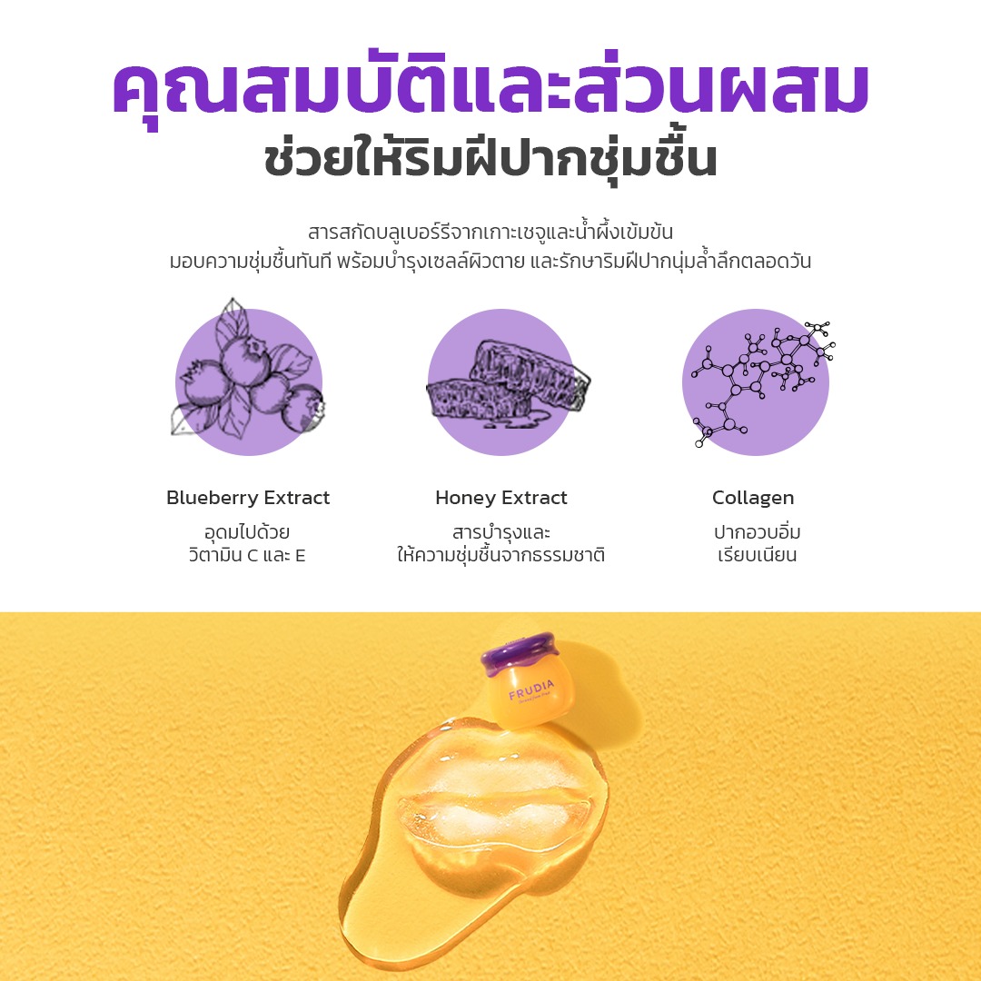 FRUDIA Blueberry Honey Lip Balm ลิปบาล์มปากฉ่ำ ชุ่มชื้น ลดปากแห้งแตก