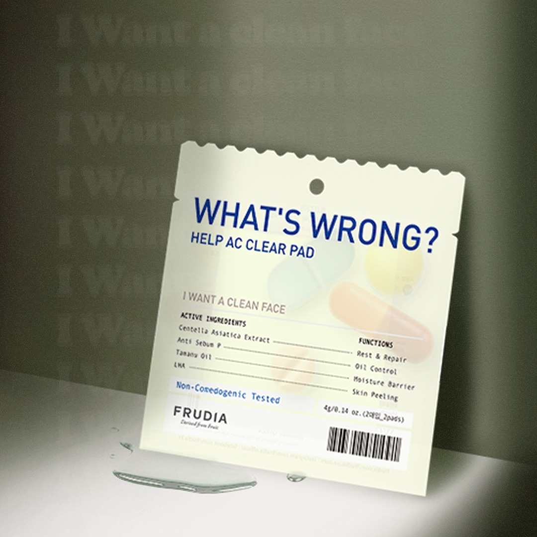 FRUDIA What's Wrong Help AC Clear Pad แพด ดูแลผิวเป็นสิว ปลอบประโลม ผิวแพ้ง่าย สกินแคร์เกาหลี