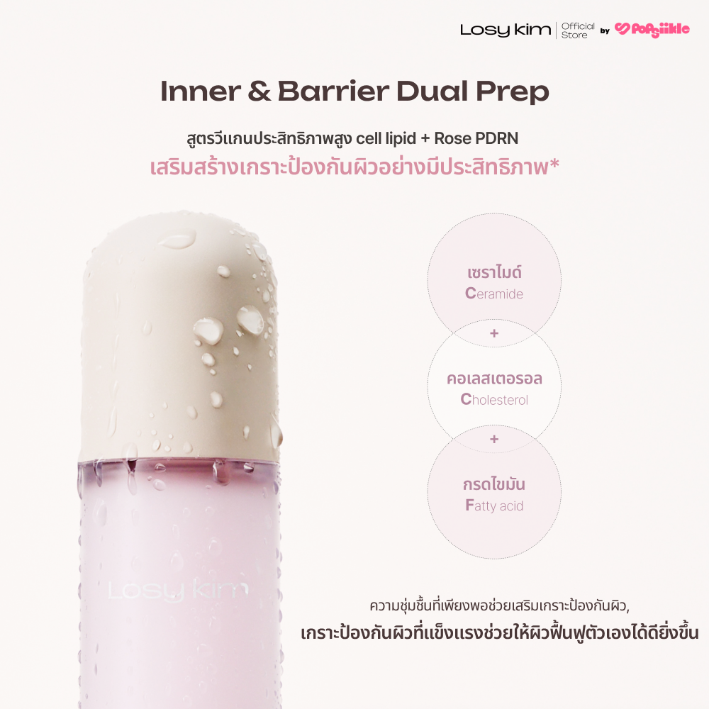 LOSYKIM CCF Rose Milk Essence Prep เอสเซนส์เพรพ เซราไมด์ Rose PDRN บำรุงผิว ก่อนแต่งหน้า