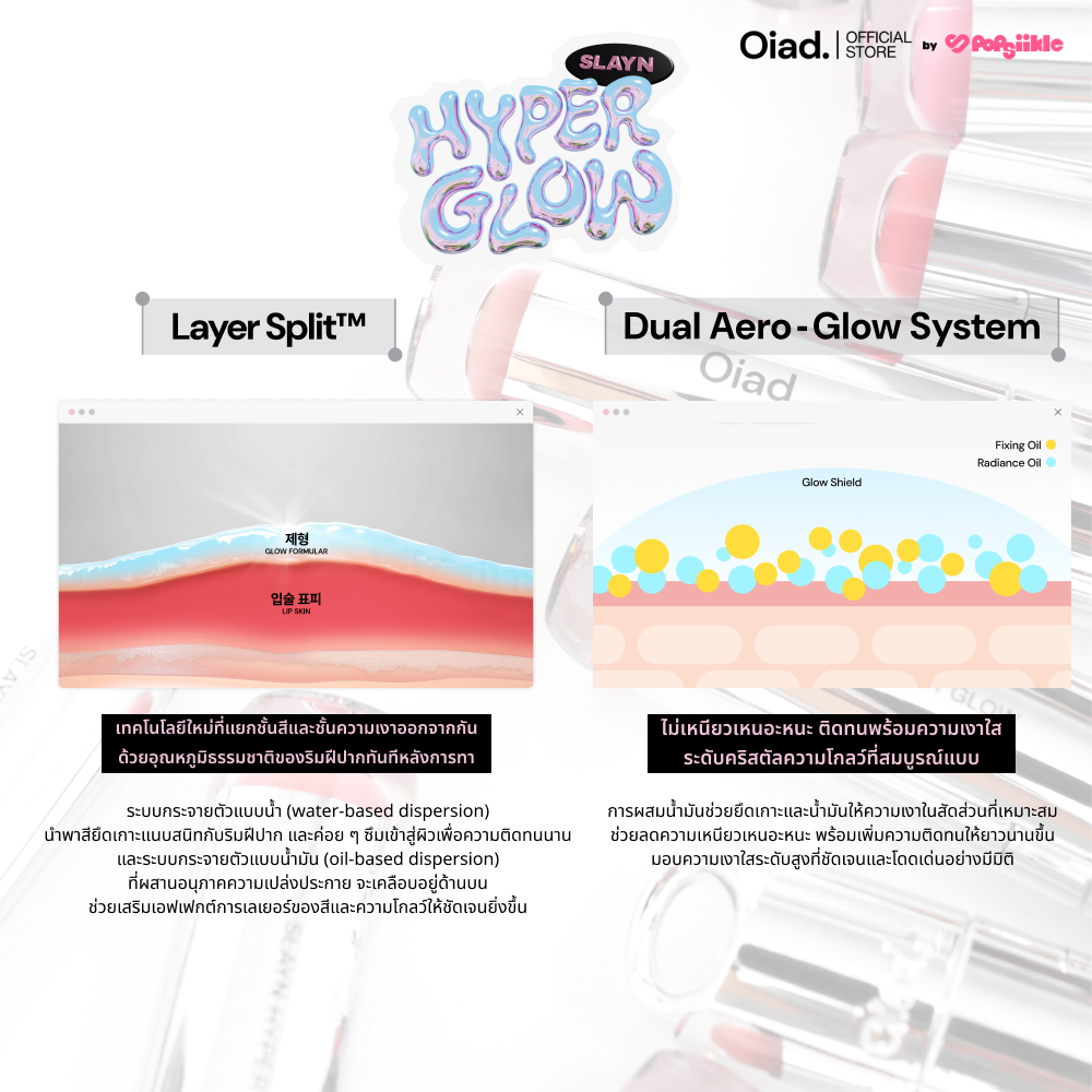 OIAD Slayn Hyper Glow ลิปกลอสทิ้นต์ เนื้อกลอสซี่ ไม่เหนียว ติดทน สีสด