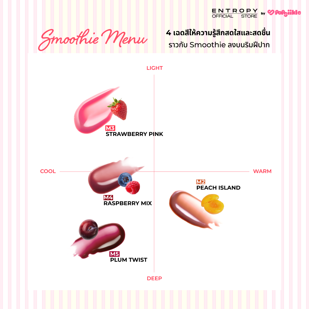 ENTROPY Charm Tint Smoothie Edition ลิปทิ้นต์ เนื้อสมูทตี้ กลอส ชุ่มชื้น เกาหลี