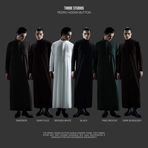 Image of [PEDRO HB] Basic Collar Thobe Studios Thoub (Jubah / Gamis Pria Premium Slimfit) - UV Protection.