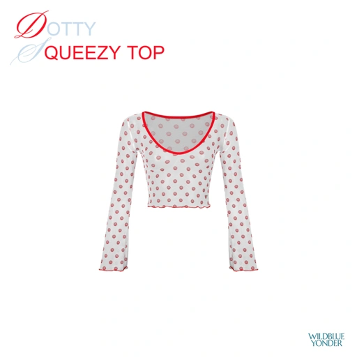Image of WILDBLUEYONDER  - DOTTY SQUEEZY TOP เสื้อครอปแขนยาว