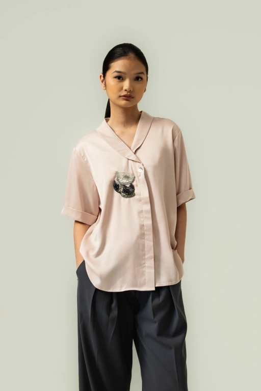 Image of Peony Wrap Shirt in Short Sleeve