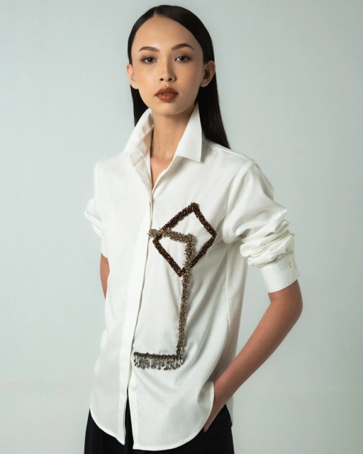 Image of Lux Grid White in Long Sleeve