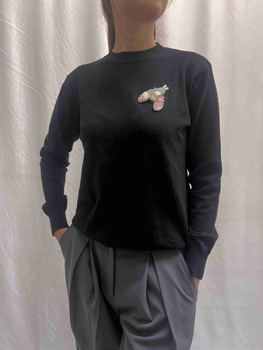 Image of Pink Fliya Black Knit in Long Sleeve