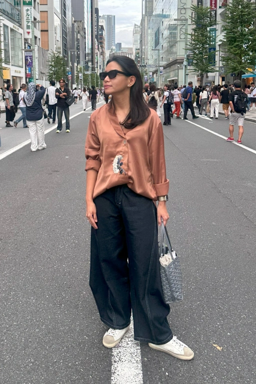Image of  Jasmine Oversized Caramel Shirt in Long Sleeve 