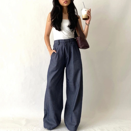 Image of TO.KART Alma Culotte Pants | All-Day Denim Collection 