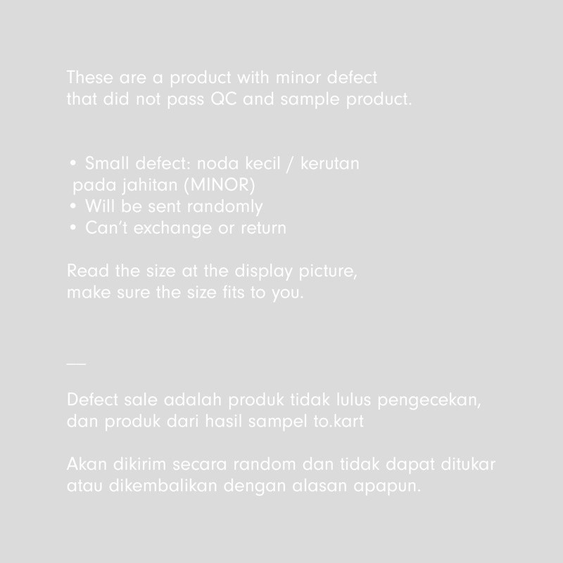 TO.KART Samples & Defect Items
