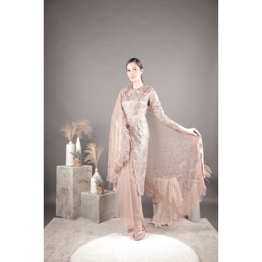 ATL AMR THE LABEL / naura set / light brown / termasuk pashmina