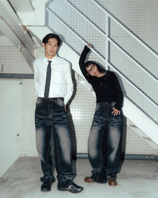 Image of CATHA - Black Line Up Washed Jeans