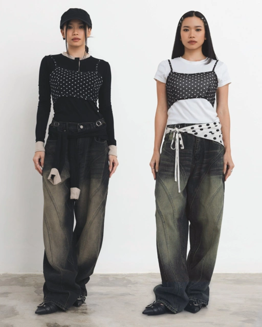 Image of CATHA - Line Up Snow Washed Baggy Jeans