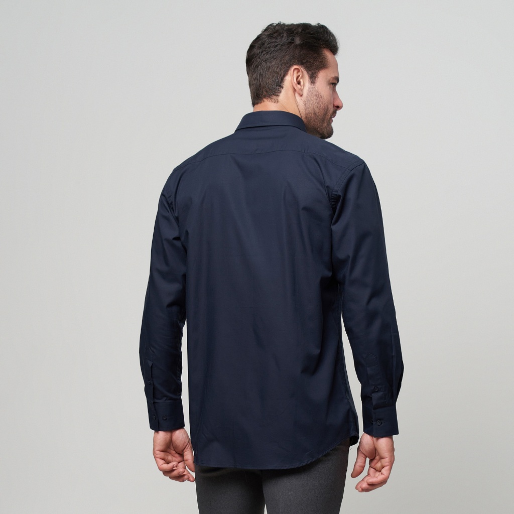 Kemeja Pria Lengan Panjang Navy Katun Premium Body Fit
