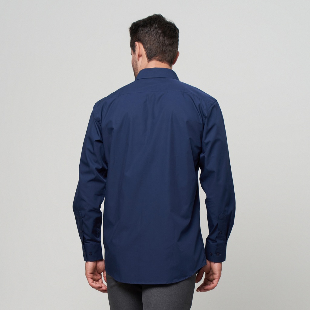 Kemeja Pria Lengan Panjang Navy Katun Premium Body Fit
