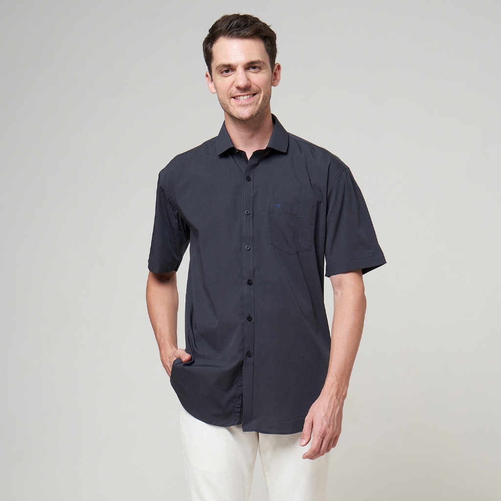 Kemeja Pria Lengan Pendek Slim Fit Katun Filafile Jumbo