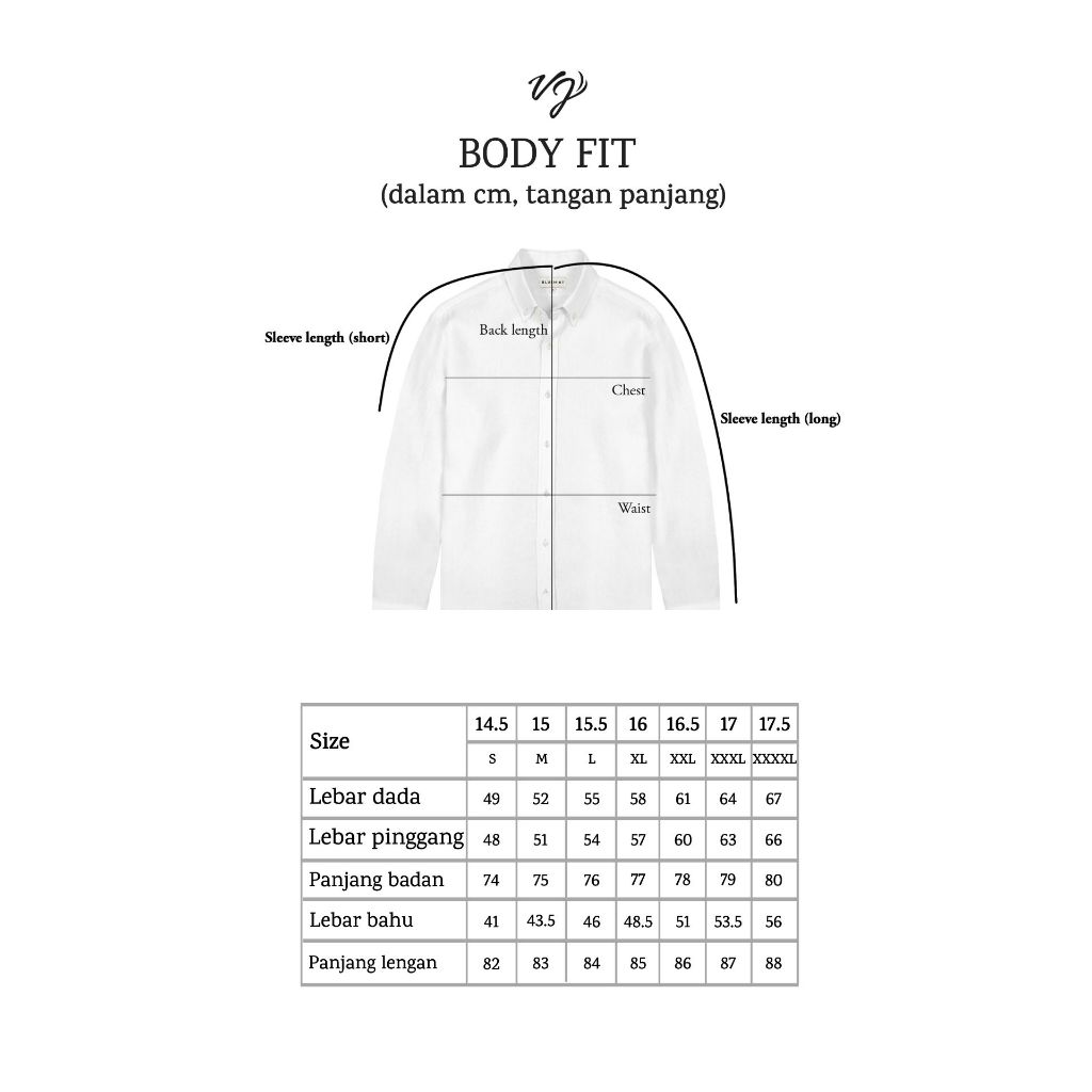 Kemeja Putih Pria Lengan Panjang Body Fit