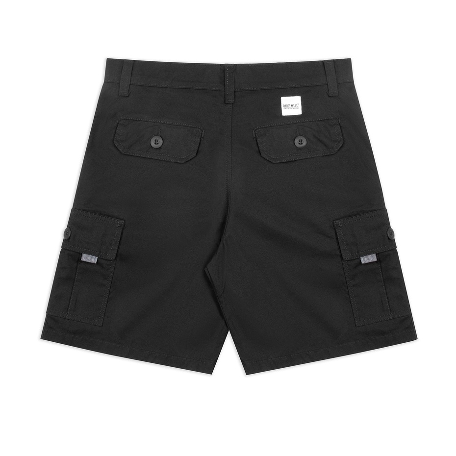 Roofwell - Rainer Black | Celana Kanvas Pendek | Celana Cargo Pendek | Cargo Pants | Celana Gunung Unisex |