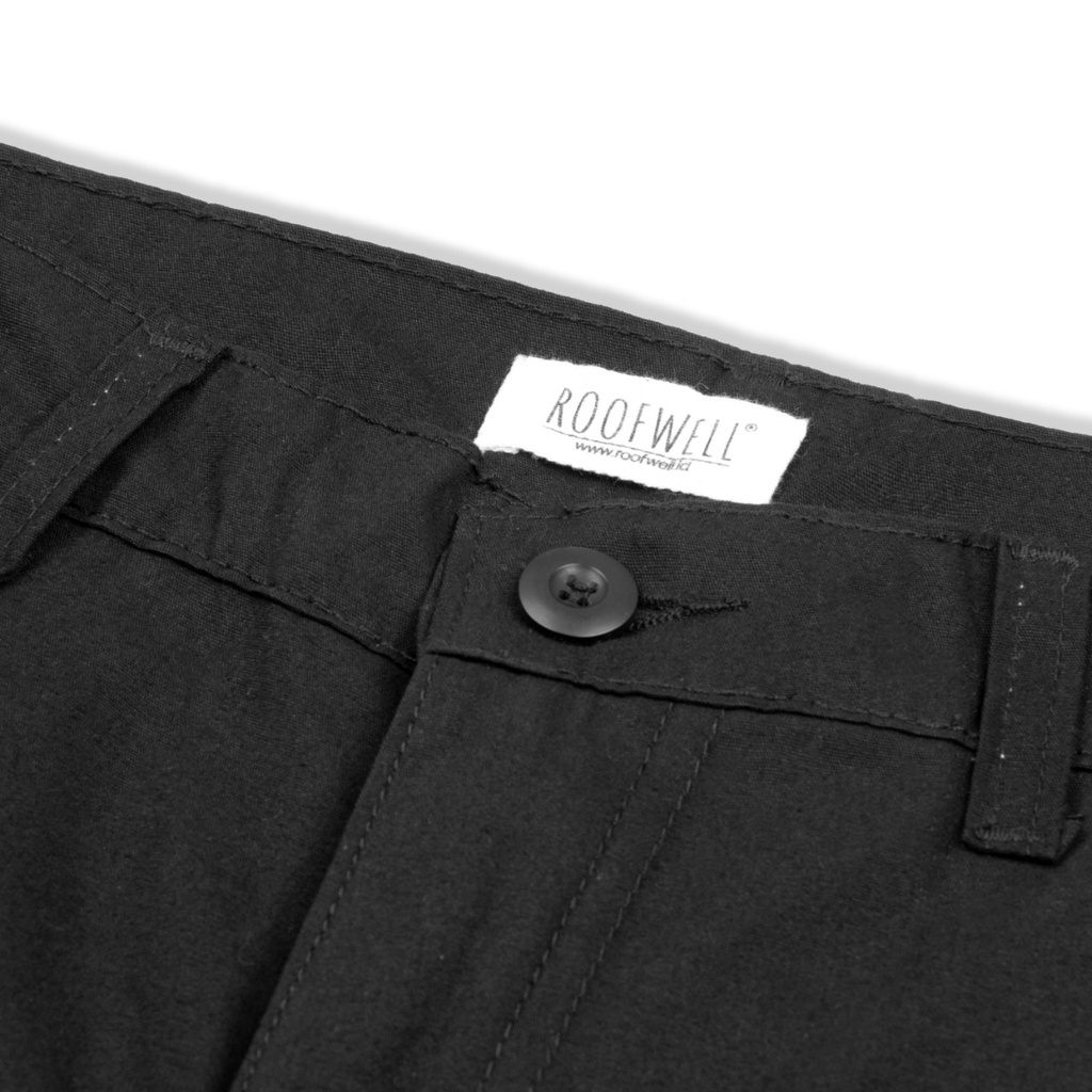 Roofwell - Rainer Black | Celana Kanvas Pendek | Celana Cargo Pendek | Cargo Pants | Celana Gunung Unisex |
