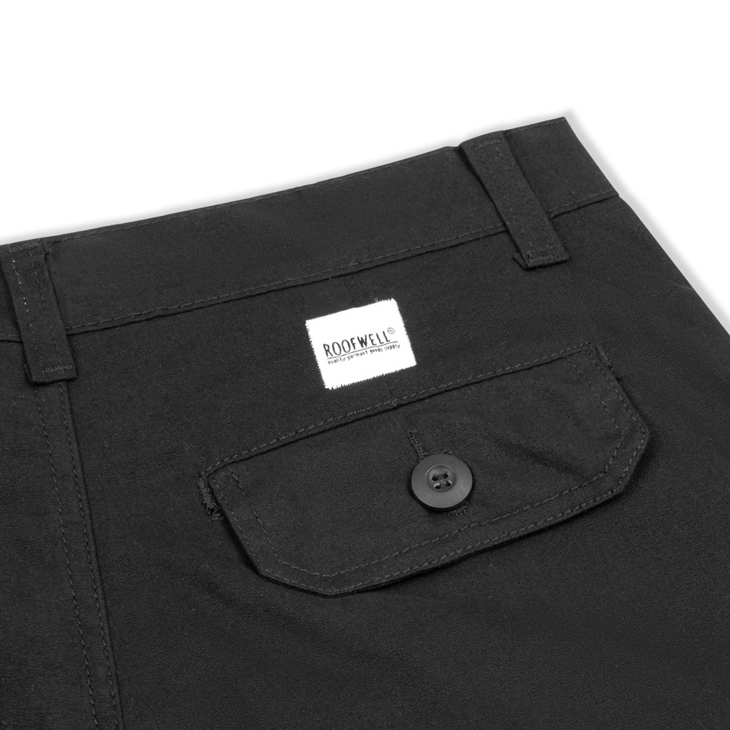 Roofwell - Rainer Black | Celana Kanvas Pendek | Celana Cargo Pendek | Cargo Pants | Celana Gunung Unisex |