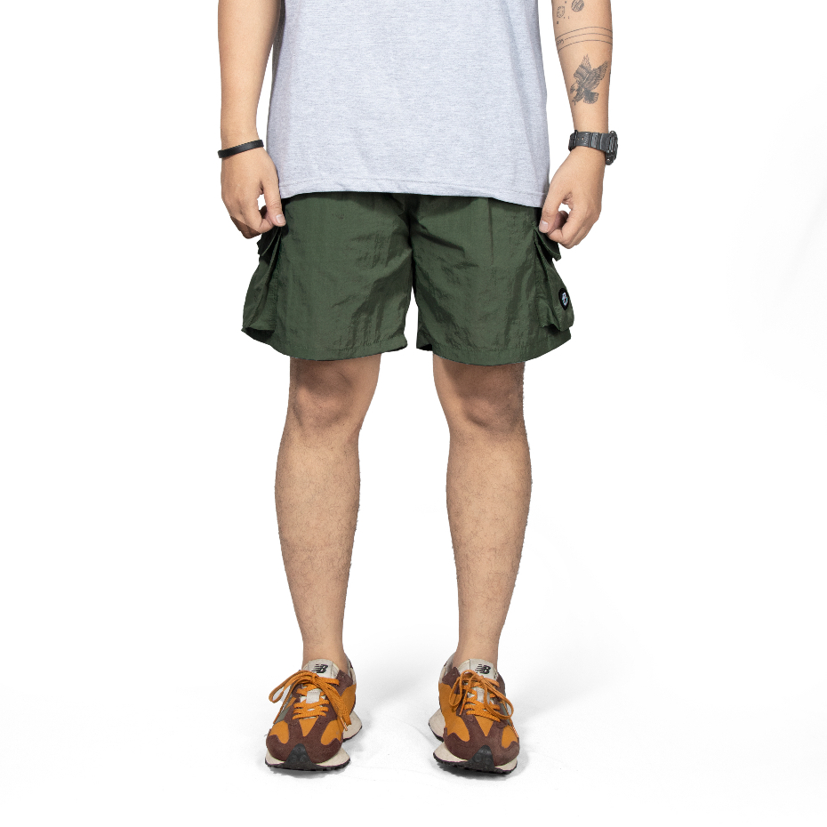 Roofwell - Devcon Olive | Crinkle Shortpants | Celana Crinkle Pendek | Celana Cargo Pendek | Boardshort | Celana Santai Unisex |