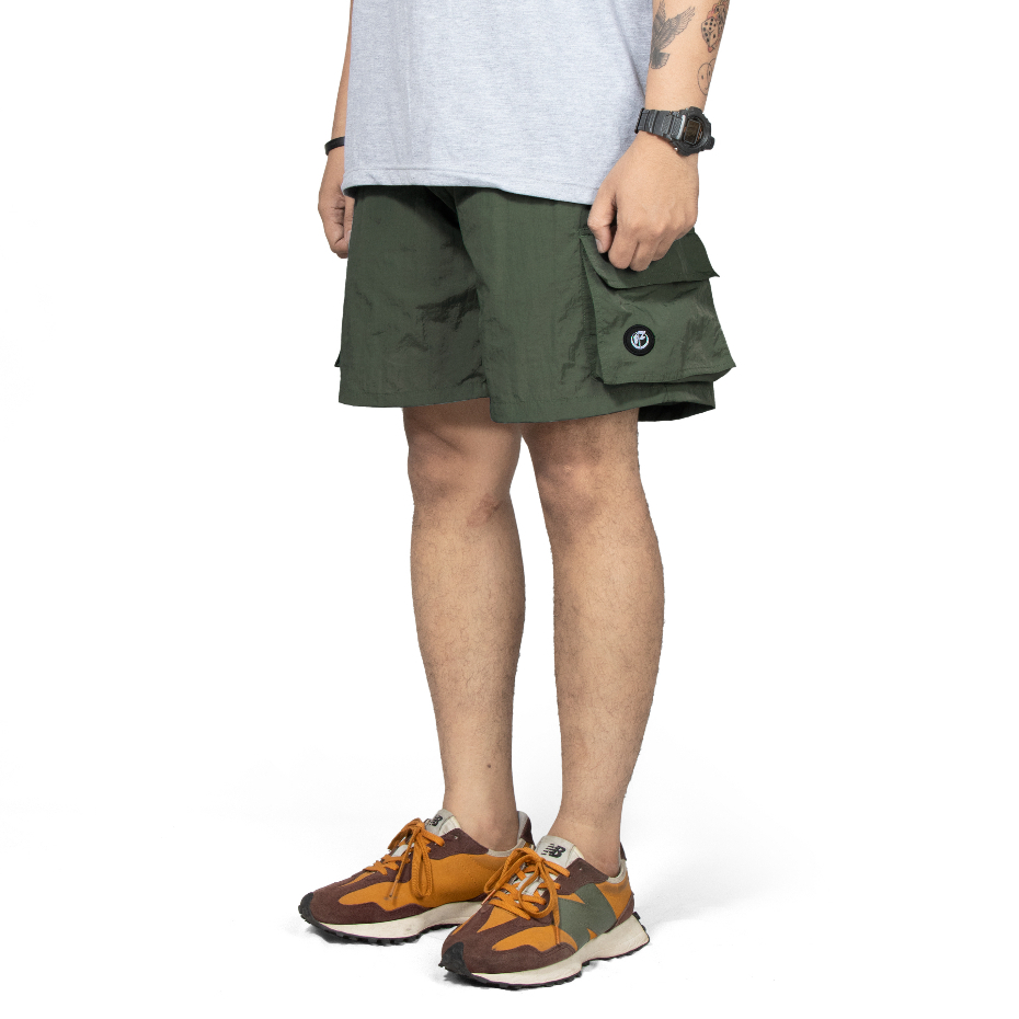 Roofwell - Devcon Olive | Crinkle Shortpants | Celana Crinkle Pendek | Celana Cargo Pendek | Boardshort | Celana Santai Unisex |