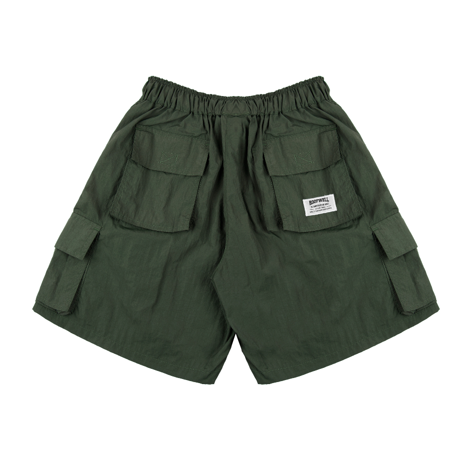 Roofwell - Devcon Olive | Crinkle Shortpants | Celana Crinkle Pendek | Celana Cargo Pendek | Boardshort | Celana Santai Unisex |