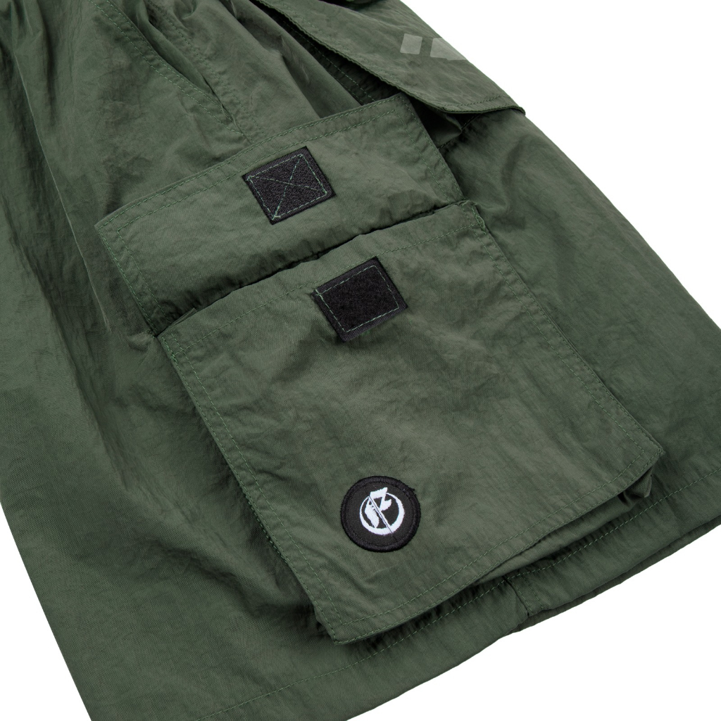 Roofwell - Devcon Olive | Crinkle Shortpants | Celana Crinkle Pendek | Celana Cargo Pendek | Boardshort | Celana Santai Unisex |